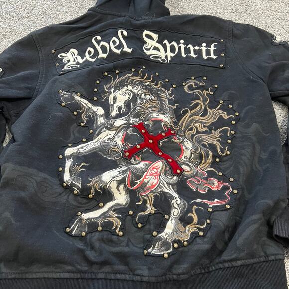 Rebel Spirit Black Hoodie with Bold Graphic - Picture 1 of 5